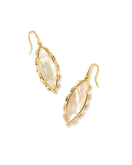Kendra Scott Genevieve Drop Earrings Gold Ivory Mother of Pearl-Earrings-Kendra Scott-E00046GLD-The Twisted Chandelier