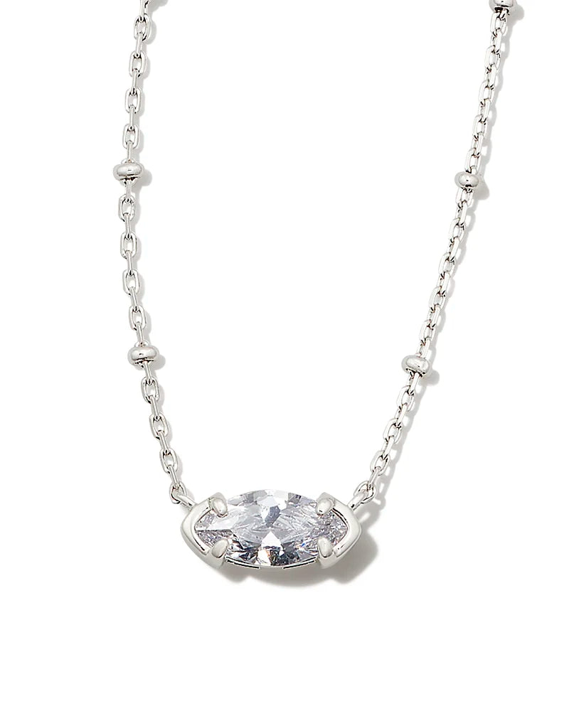 Kendra Scott Genevieve Satellite Short Pendant Necklace Silver White CZ-Necklaces-Kendra Scott-N00217RHD-The Twisted Chandelier