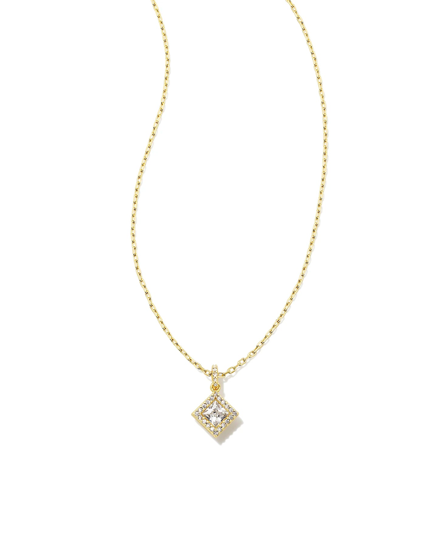 Kendra Scott Gracie Short Pendant Necklace Gold White CZ-Necklaces-Kendra Scott-N00344GLD-The Twisted Chandelier
