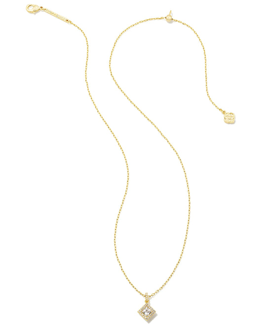 Kendra Scott Gracie Short Pendant Necklace Gold White CZ-Necklaces-Kendra Scott-N00344GLD-The Twisted Chandelier