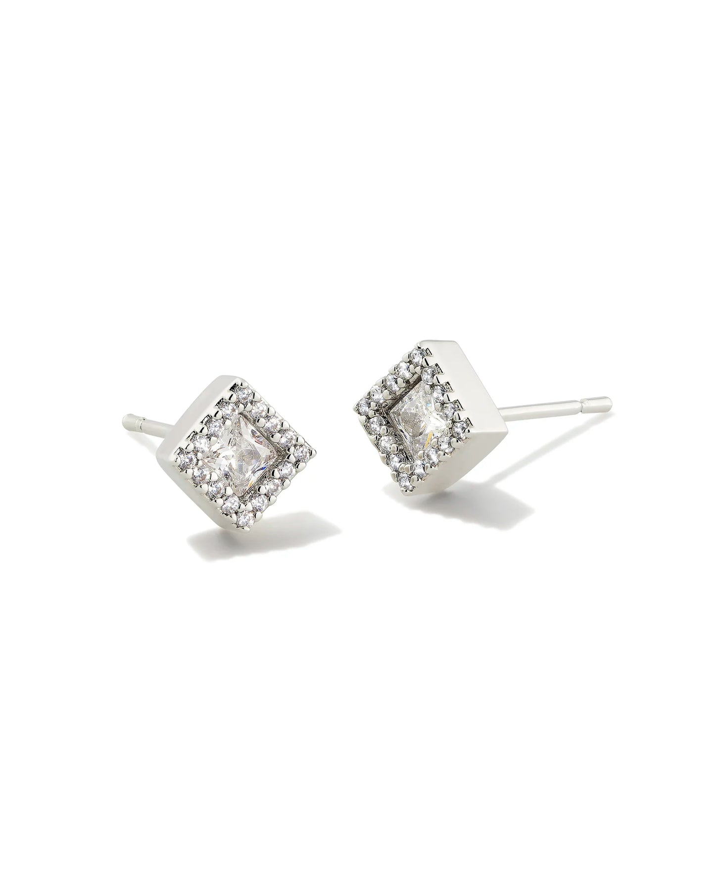 Kendra Scott Gracie Stud Earrings Silver White CZ-Earrings-Kendra Scott-E00269RHD-The Twisted Chandelier