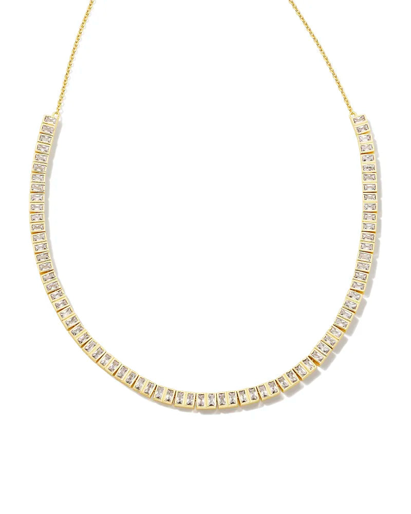 Kendra Scott Gracie Tennis Necklace Gold White CZ-Necklaces-Kendra Scott-N00340GLD-The Twisted Chandelier