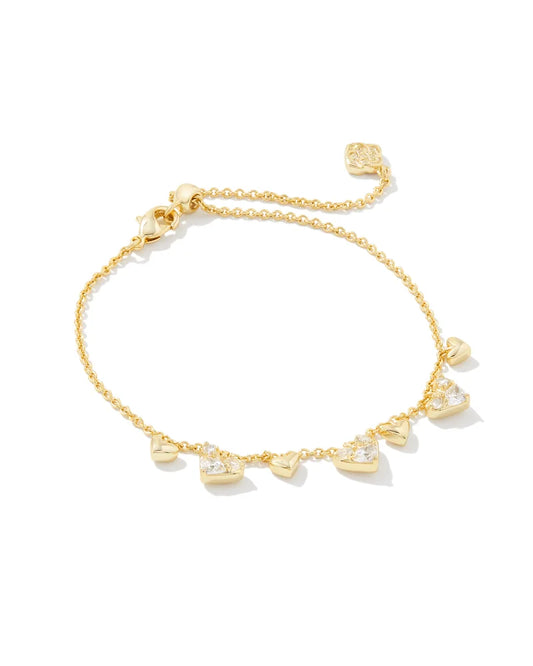 Kendra Scott Haven Heart Crystal Chain Bracelet Gold White CZ-Bracelets-Kendra Scott-B00131GLD-The Twisted Chandelier