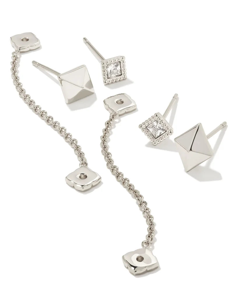 Kendra Scott Kinsley Convertible Earring Set Silver-Earrings-Kendra Scott-E00122RHD-The Twisted Chandelier