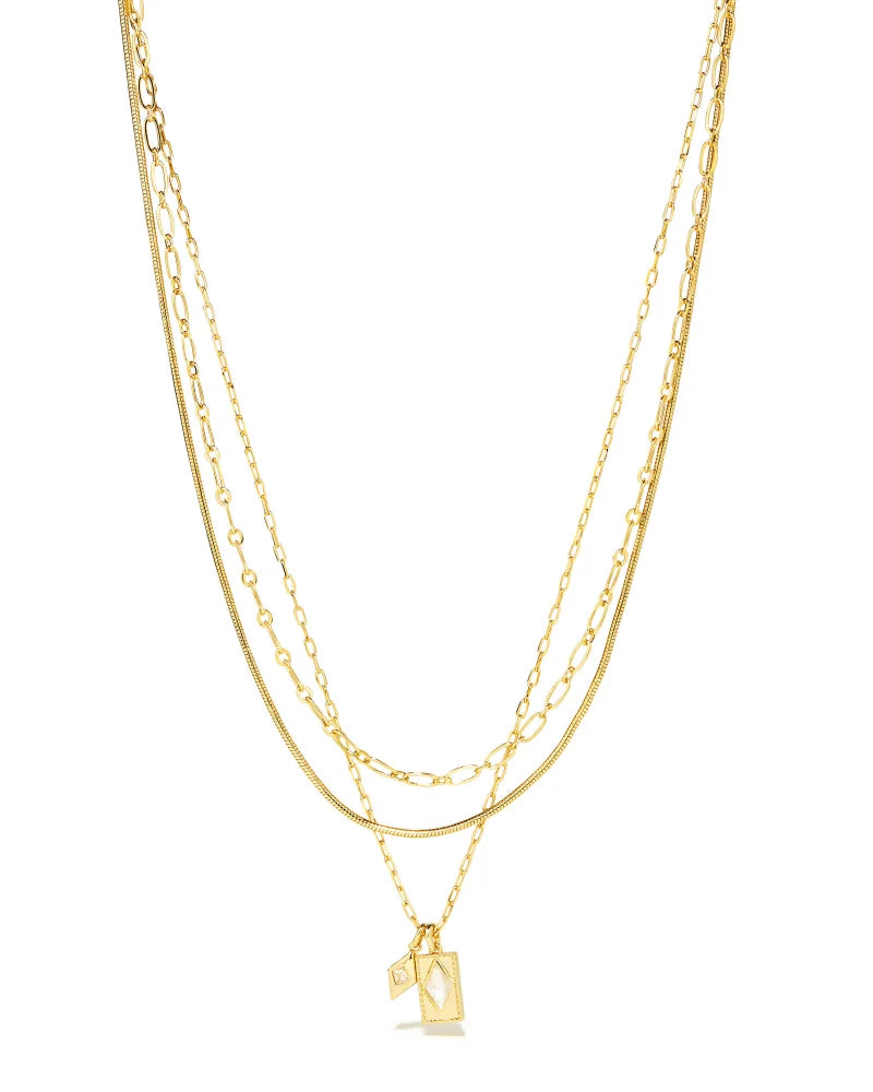 Kendra Scott Kinsley Multistrand Necklace Gold Ivory Mother of Pearl-Necklaces-Kendra Scott-N00187GLD-The Twisted Chandelier