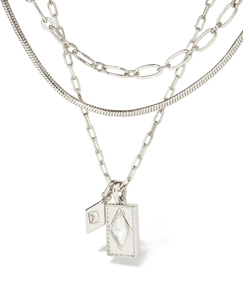 Kendra Scott Kinsley Multistrand Necklace Silver Ivory Mother of Pearl-Necklaces-Kendra Scott-N00187RHD-The Twisted Chandelier