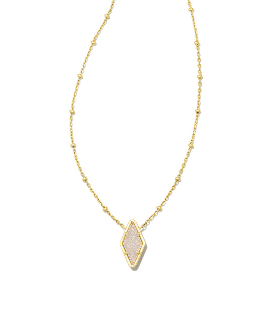 Kendra Scott Kinsley Short Pendant Necklace Gold Iridescent Drusy-Necklaces-Kendra Scott-N00329GLD-The Twisted Chandelier