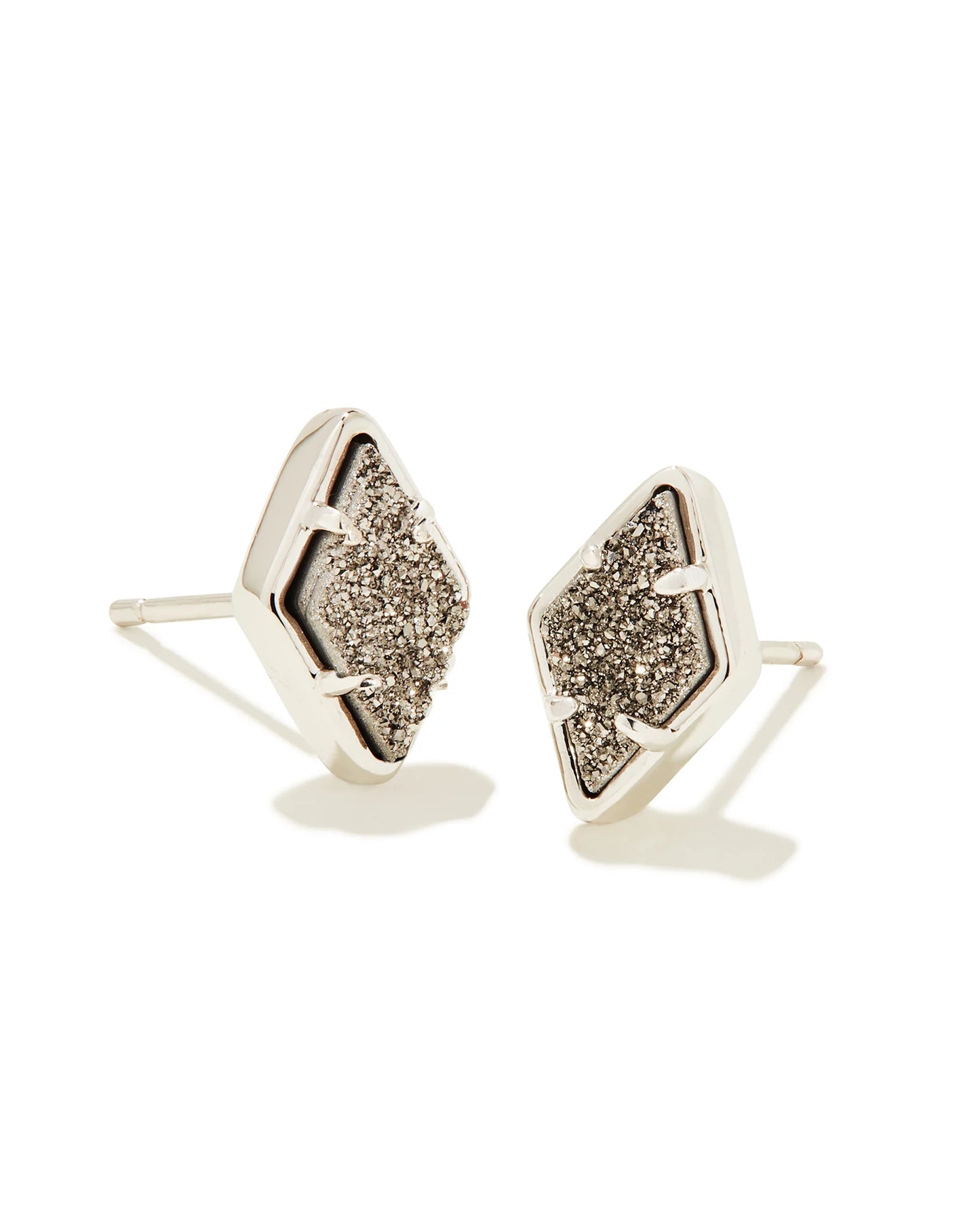 Kendra Scott Kinsley Stud Earrings Silver Platinum Drusy-Earrings-Kendra Scott-E00256RHD-The Twisted Chandelier
