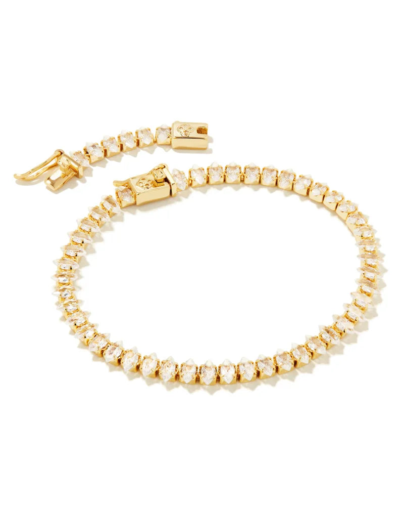 Kendra Scott Larsan Tennis Bracelet Gold White CZ-Bracelets-Kendra Scott-B00047GLD-The Twisted Chandelier