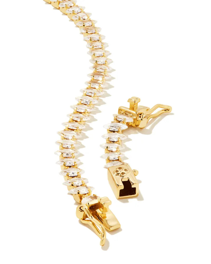 Kendra Scott Larsan Tennis Bracelet Gold White CZ-Bracelets-Kendra Scott-B00047GLD-The Twisted Chandelier