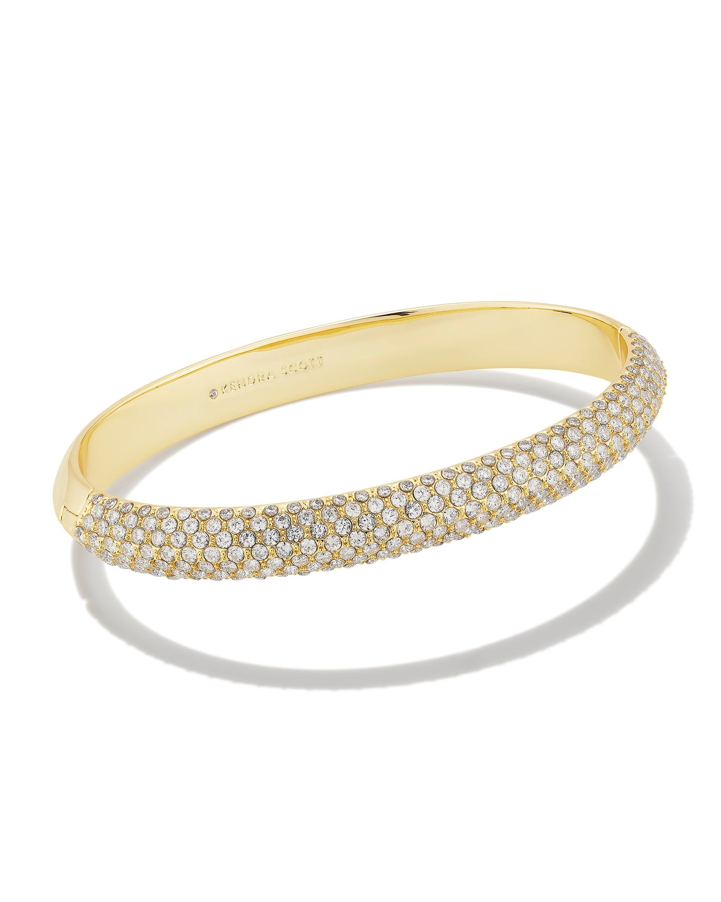 Kendra Scott Mikki Pave Bangle Bracelet Gold White CZ M/L-Bracelets-Kendra Scott-B00120GLD-The Twisted Chandelier