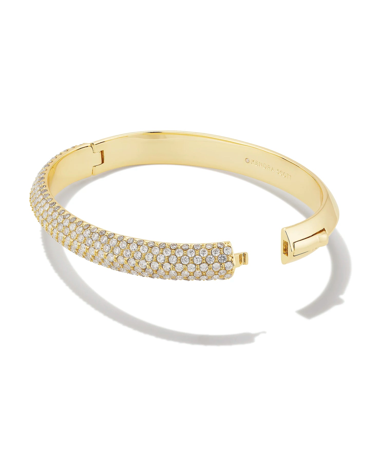 Kendra Scott Mikki Pave Bangle Bracelet Gold White CZ M/L-Bracelets-Kendra Scott-B00120GLD-The Twisted Chandelier