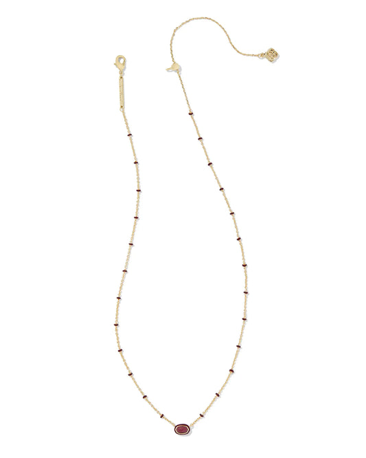 Kendra Scott Mini Elisa Enamel Frame Short Pendant Necklace Gold Maroon Magnesite-Necklaces-Kendra Scott-CR 07/31/24,FD 07/31/24,gameday,N00720GLD,Sale Kendra Scott-The Twisted Chandelier