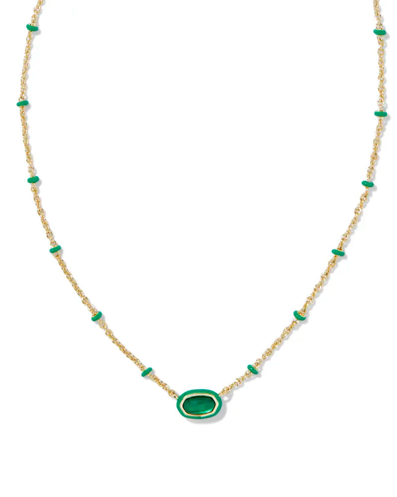 Kendra Scott Mini Elisa Enamel Frame Short Pendant Necklace Gold Emerald Illusion-Necklaces-Kendra Scott-CR 07/31/24,FD 07/31/24,gameday,N00720GLD-The Twisted Chandelier