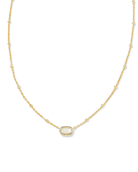 Kendra Scott Mini Elisa Satellite Short Pendant Necklace Gold Ivory Mother of Pearl-Necklaces-Kendra Scott-N00454GLD-The Twisted Chandelier