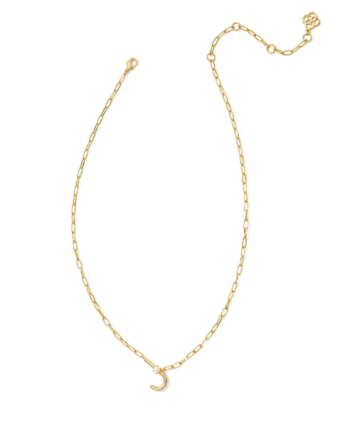 Kendra Scott Pearl Letter J Short Pendant Necklace Gold White Pearl-Necklaces-Kendra Scott-CR 07/31/24,FD 07/31/24,N00736GLD-The Twisted Chandelier