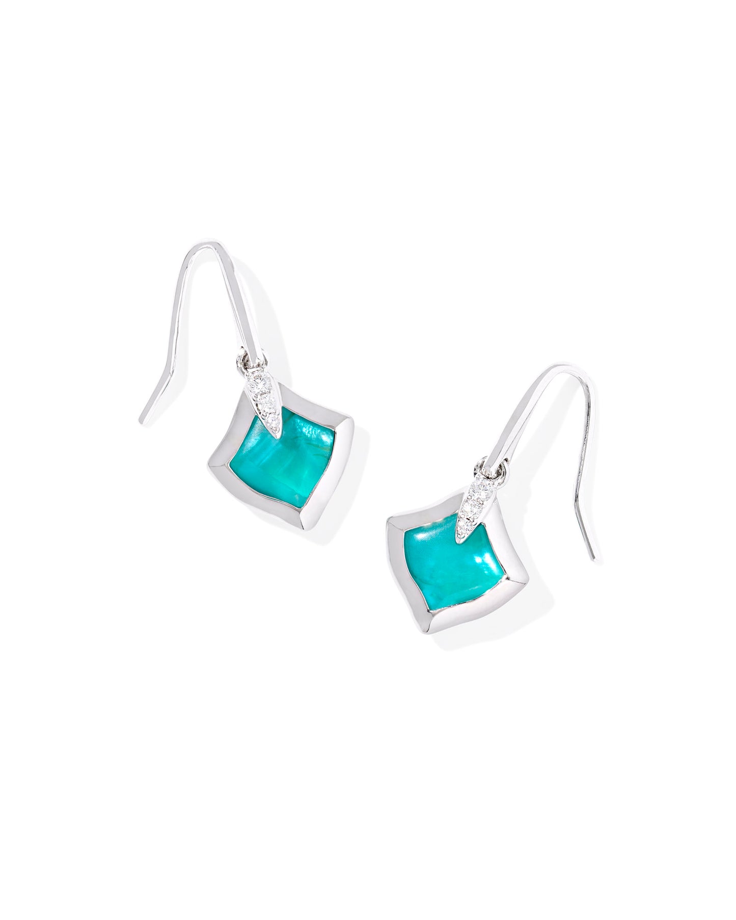 Kendra Scott Joelle Small Drop Earrings Silver Bright Aqua Illusion