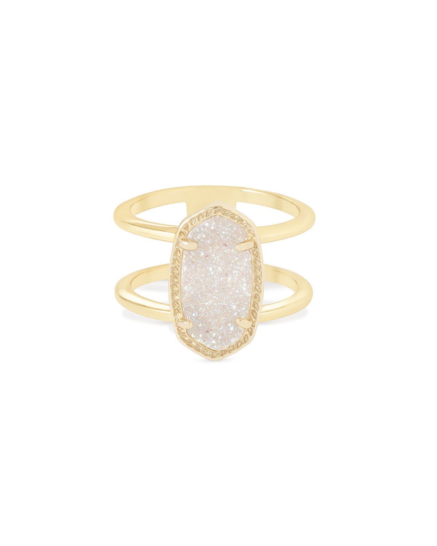 Kendra Scott Elyse Double Band Gold Ring - Iridescent Drusy-Necklace-Kendra Scott-APRIL2022, KS, R1052GLD-The Twisted Chandelier