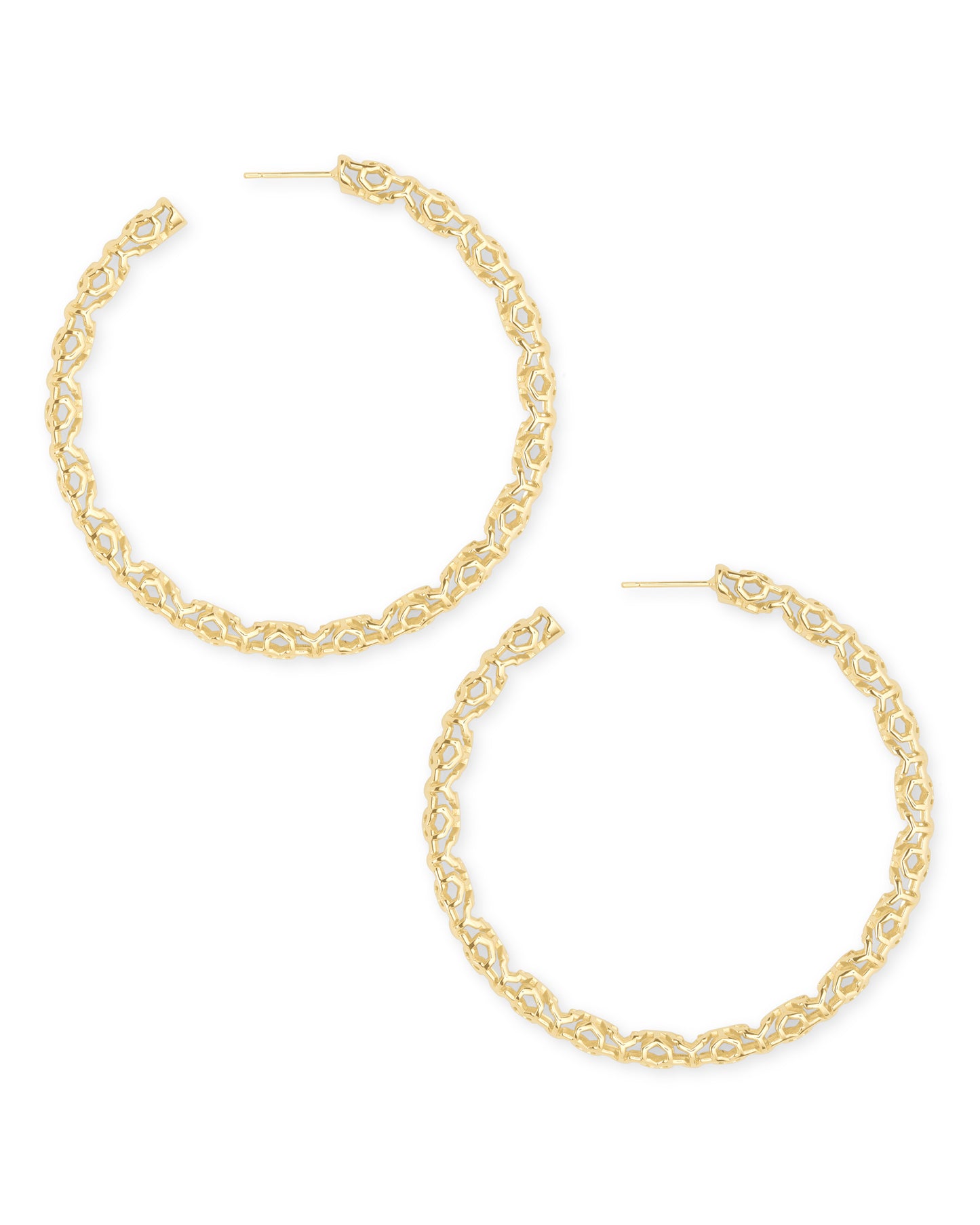Kendra Scott Maggie 2.5" Hoop Earring Gold Filigree Metal-Earrings-Kendra Scott-APRIL2022, E1414GLD, KS-The Twisted Chandelier