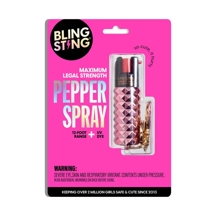 Blush Pink Metallic Studded Pepper Spray-Personal Defense-BLINGSTING-Faire-The Twisted Chandelier