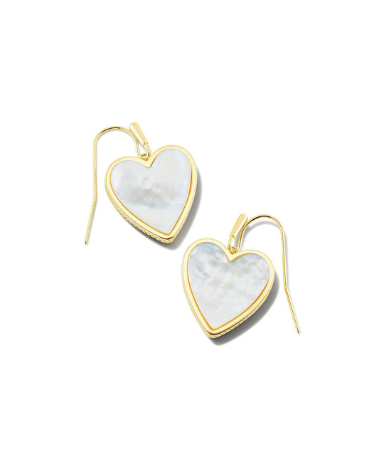 Kendra Scott Heart Drop Earrings Gold Ivory Mother of Pearl-Earrings-Kendra Scott-05/19/24, 1st md, E1991GLD, Max Retail-The Twisted Chandelier