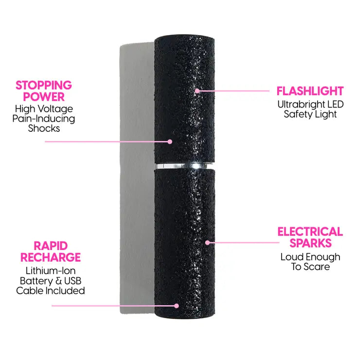 Black Glitter Mini Stun Gun-Personal Defense-BLINGSTING-Faire-The Twisted Chandelier