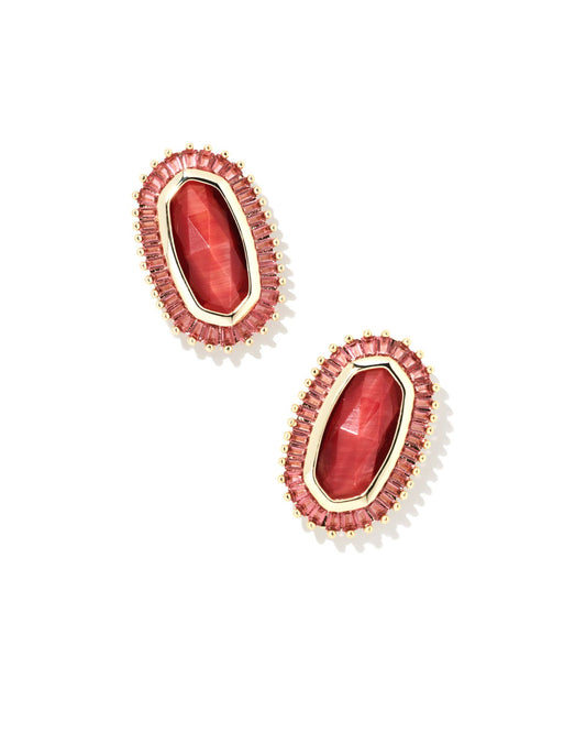 Kendra Scott Baguette Elle Stud Earrings Gold Red Mix-Earrings-Kendra Scott-E1990GLD, Max Retail-The Twisted Chandelier