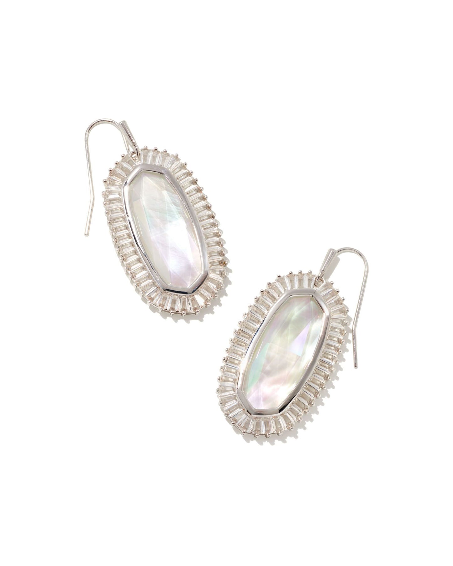Kendra Scott Baguette Elle Drop Earrings Rhodium Ivory Mix-Earrings-Kendra Scott-05/19/24,1st md,E1994RHD,Max Retail,Sale Kendra Scott-The Twisted Chandelier
