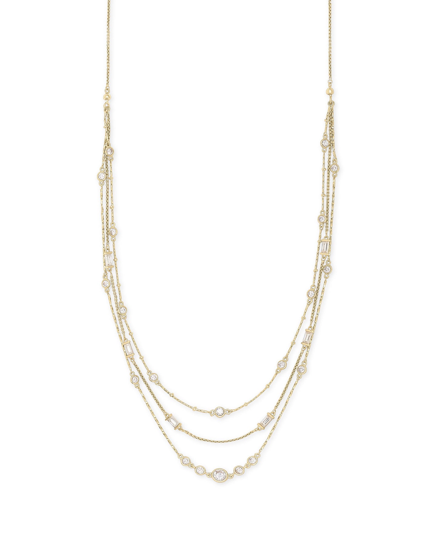 Kendra Scott Rina Multi Strand Necklace Gold Lustre Glass CZ-Necklaces-Kendra Scott-N1289GLD-The Twisted Chandelier