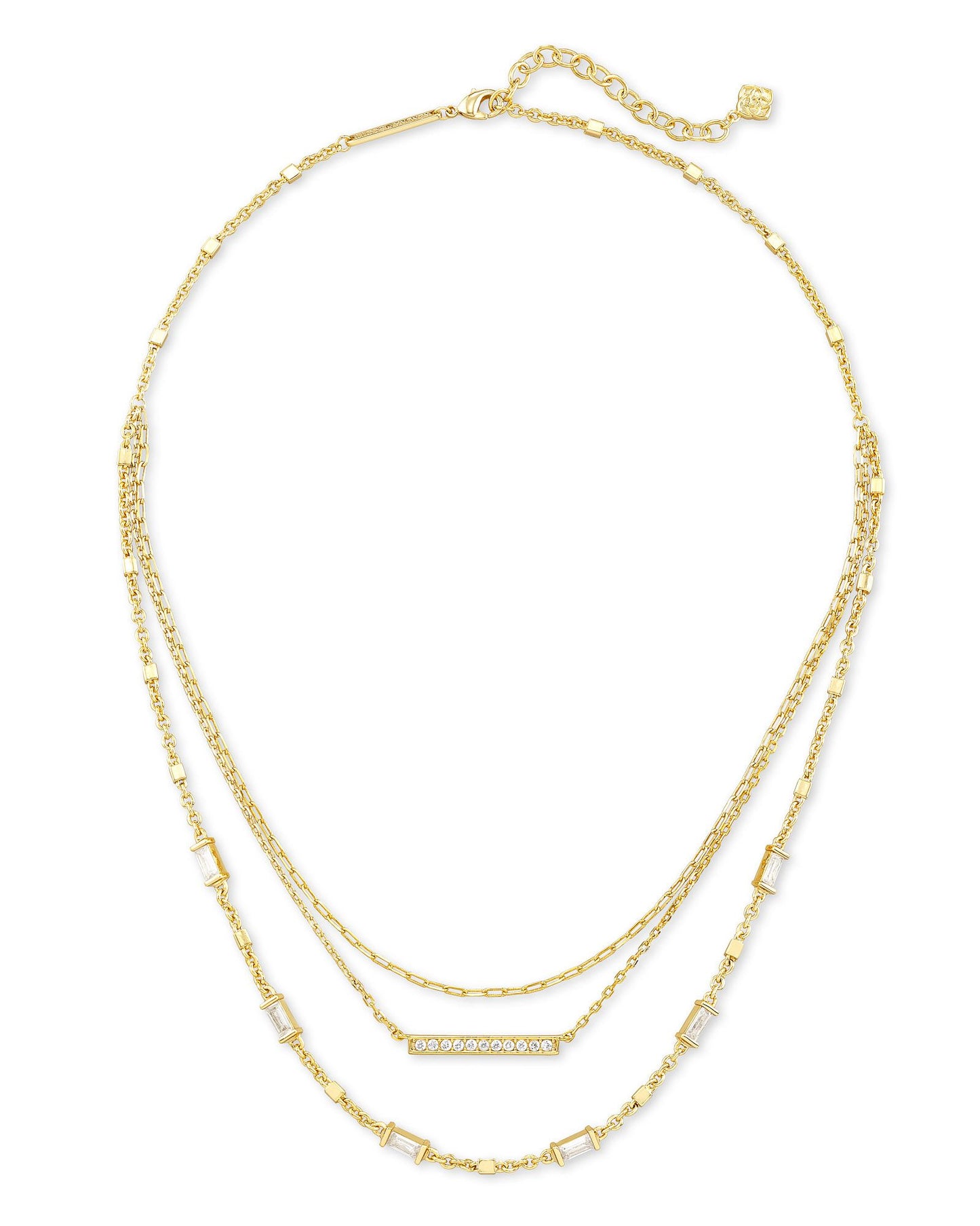 Kendra Scott Addison Triple Strand Necklace - Gold-Necklace-Kendra Scott-APRIL2022, KS, N1521GLD-The Twisted Chandelier