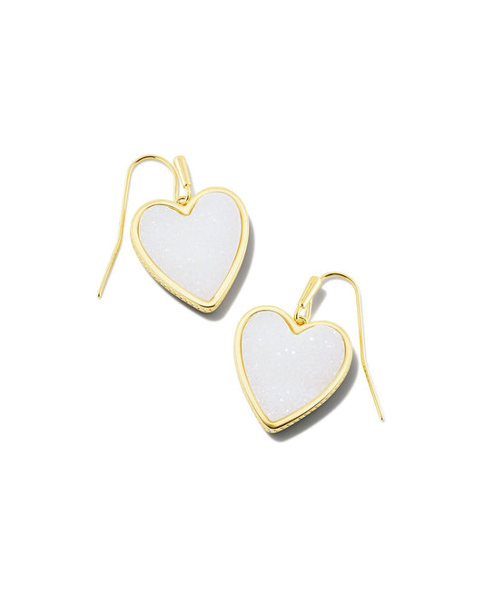Kendra Scott Heart Drop Earrings Gold Iridescent Drusy-Earrings-Kendra Scott-05/19/24, 1st md, E1991GLD, Max Retail-The Twisted Chandelier