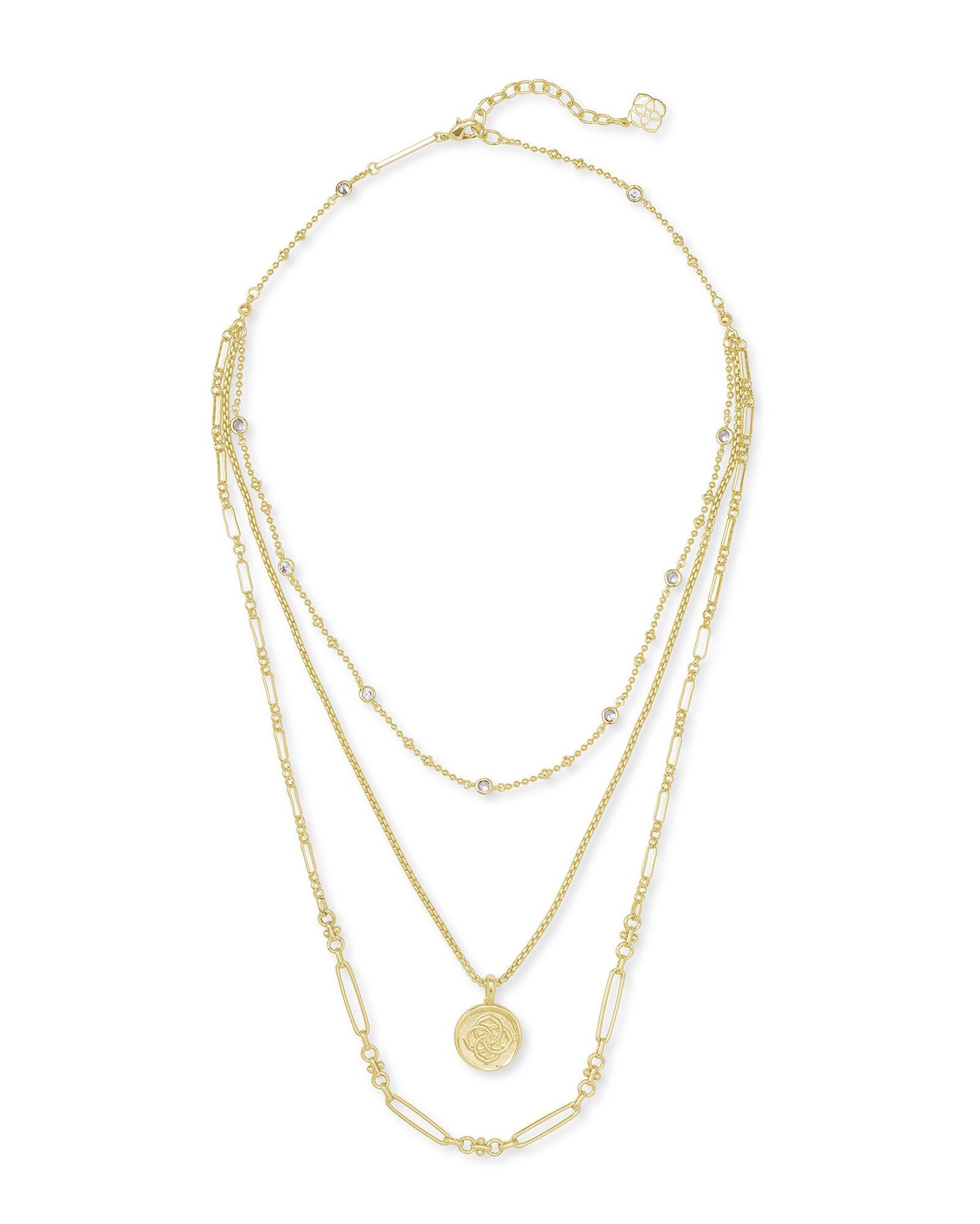 Kendra Scott Medallion Coin Triple Strand Gold Metal-Necklaces-Kendra Scott-N1527GLD-The Twisted Chandelier