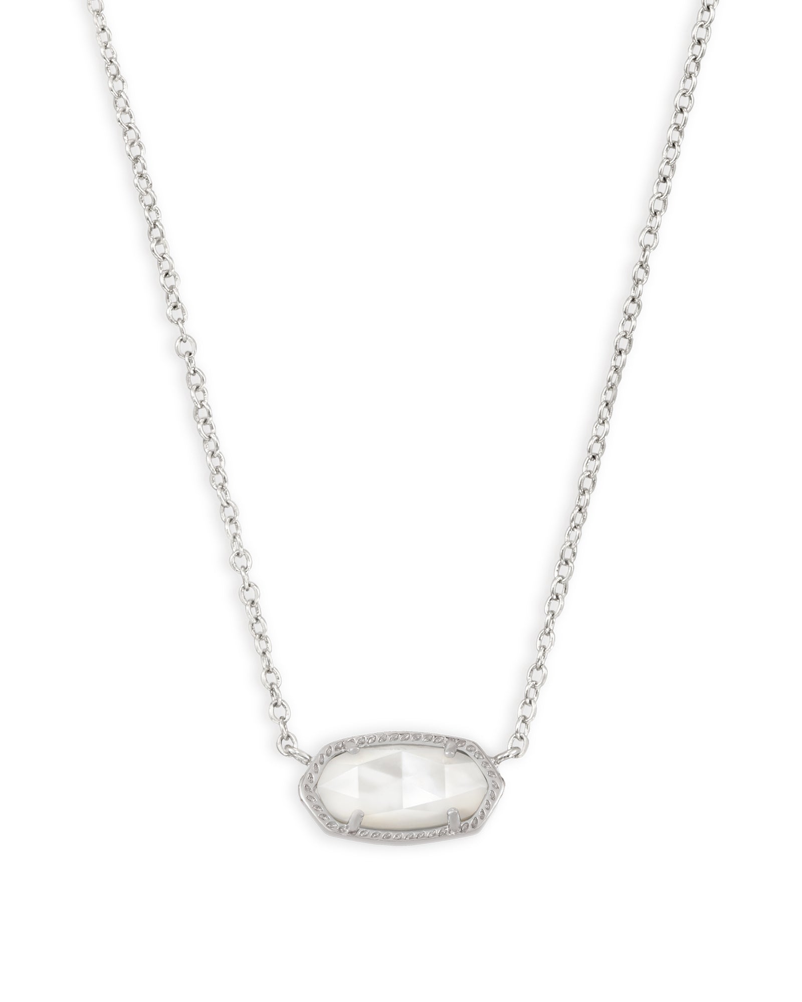 Kendra Scott Elisa Short Pendant Necklace Silver Ivory Mother of Pearl-Necklaces-Kendra Scott-N5067RHD-The Twisted Chandelier