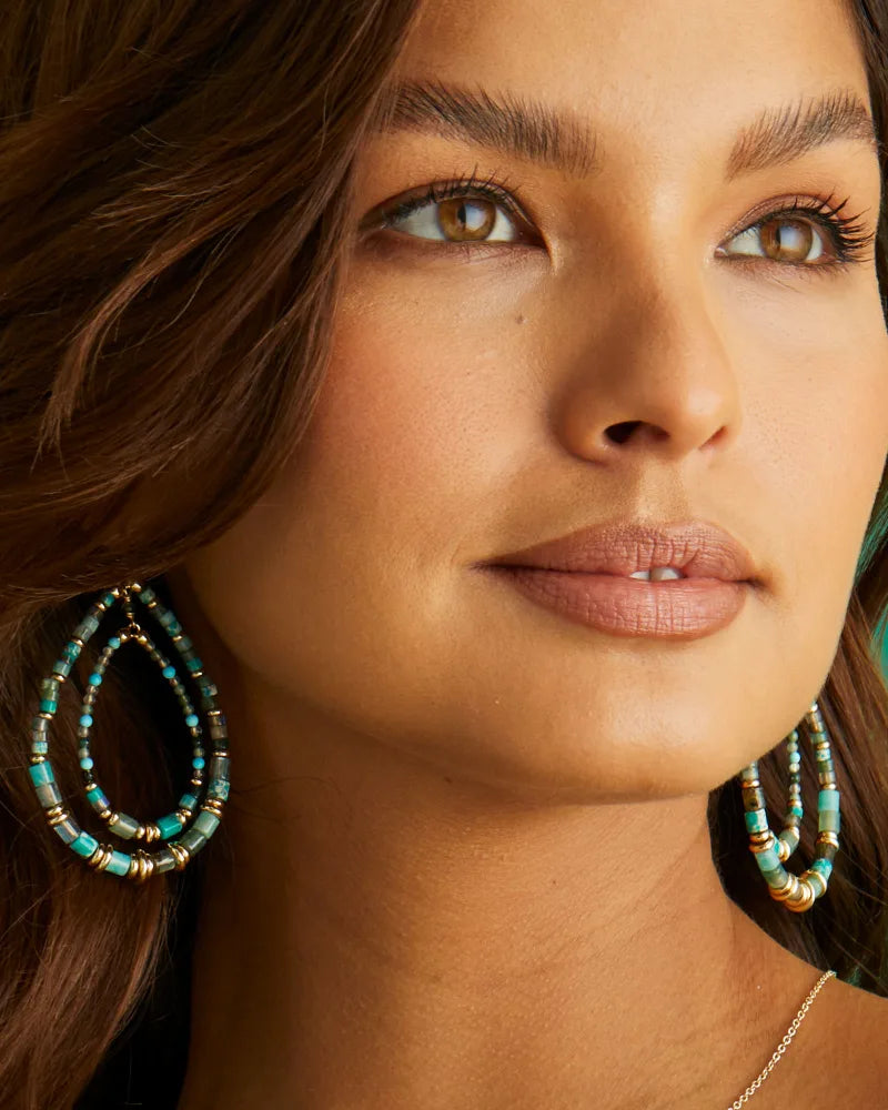 Kendra Scott Bree Open Frame Earrings Gold Blue Mix-Earrings-Kendra Scott-E1950GLD-The Twisted Chandelier