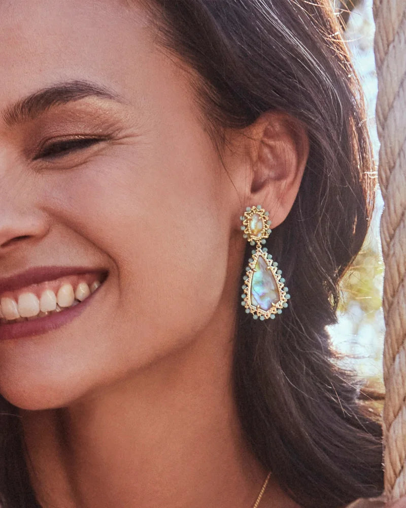 Kendra Scott Camry Beaded Statement Earrings Gold Iridescent Mix-Earrings-Kendra Scott-E1937GLD-The Twisted Chandelier
