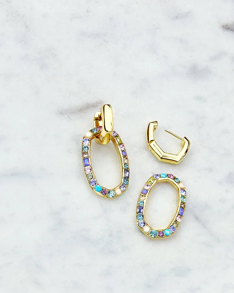 Kendra Scott Devin Crystal Link Earrings Gold Pastel Mix Crystals-Earrings-Kendra Scott-E2049GLD-The Twisted Chandelier