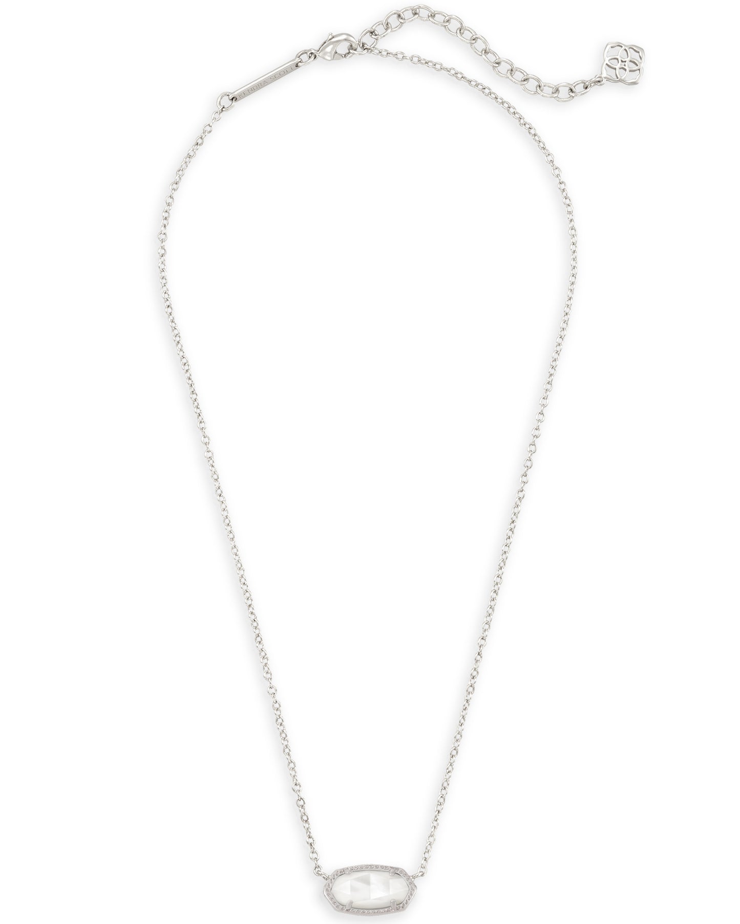 Kendra Scott Elisa Silver Short Pendant Necklace - Ivory Mother of Pearl-Necklaces-Kendra Scott-N5067RHD-The Twisted Chandelier
