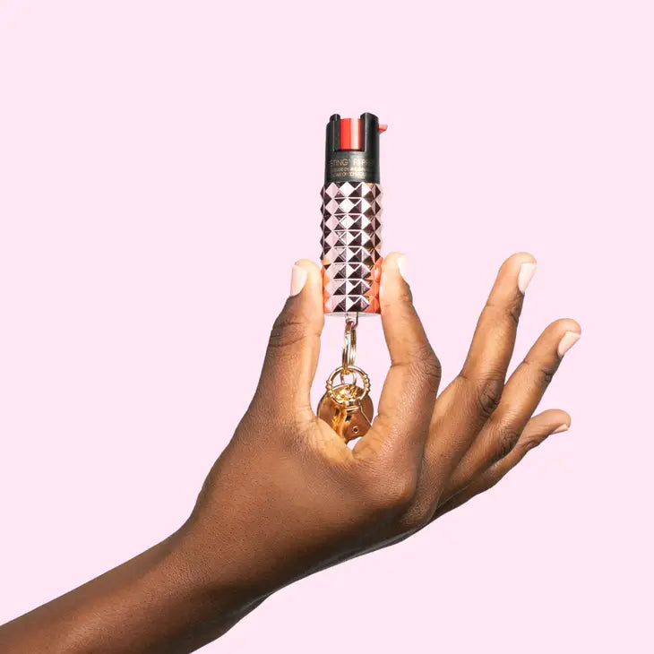 Blush Pink Metallic Studded Pepper Spray-Personal Defense-BLINGSTING-Faire-The Twisted Chandelier
