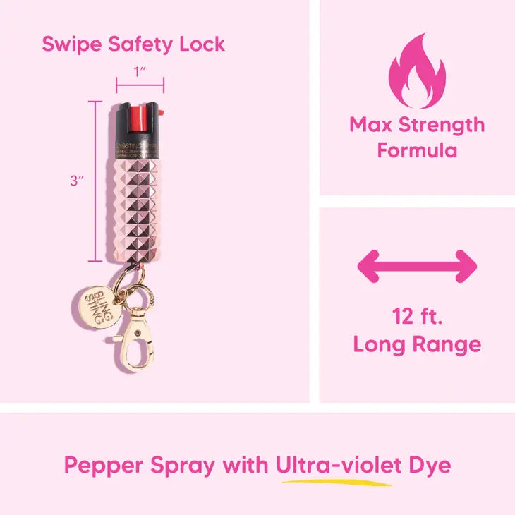 Blush Pink Metallic Studded Pepper Spray-Personal Defense-BLINGSTING-Faire-The Twisted Chandelier