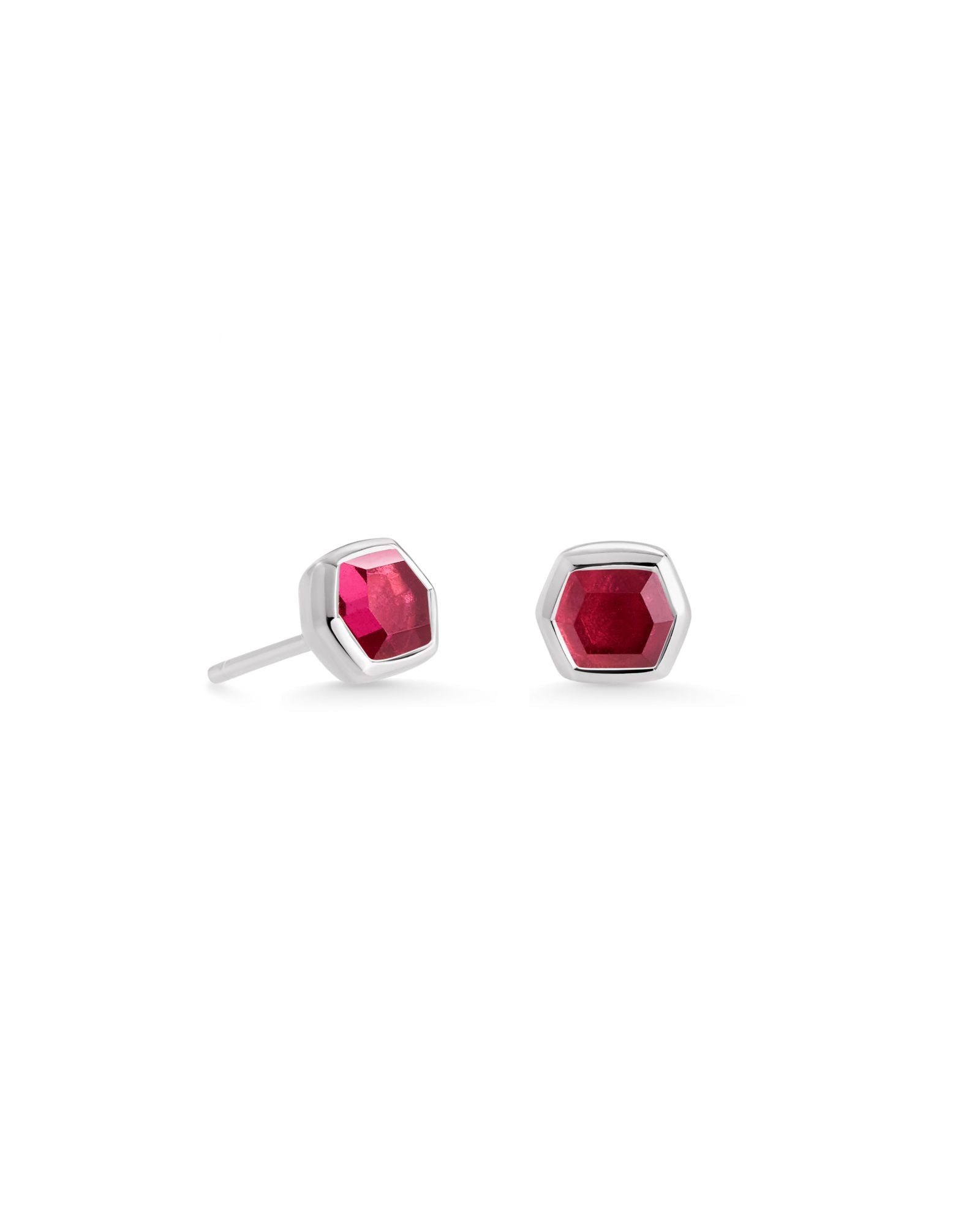 Kendra Scott Davie Stud Earrings Sterling Silver Red Garnet-Earrings-Kendra Scott-E1679SLV-The Twisted Chandelier