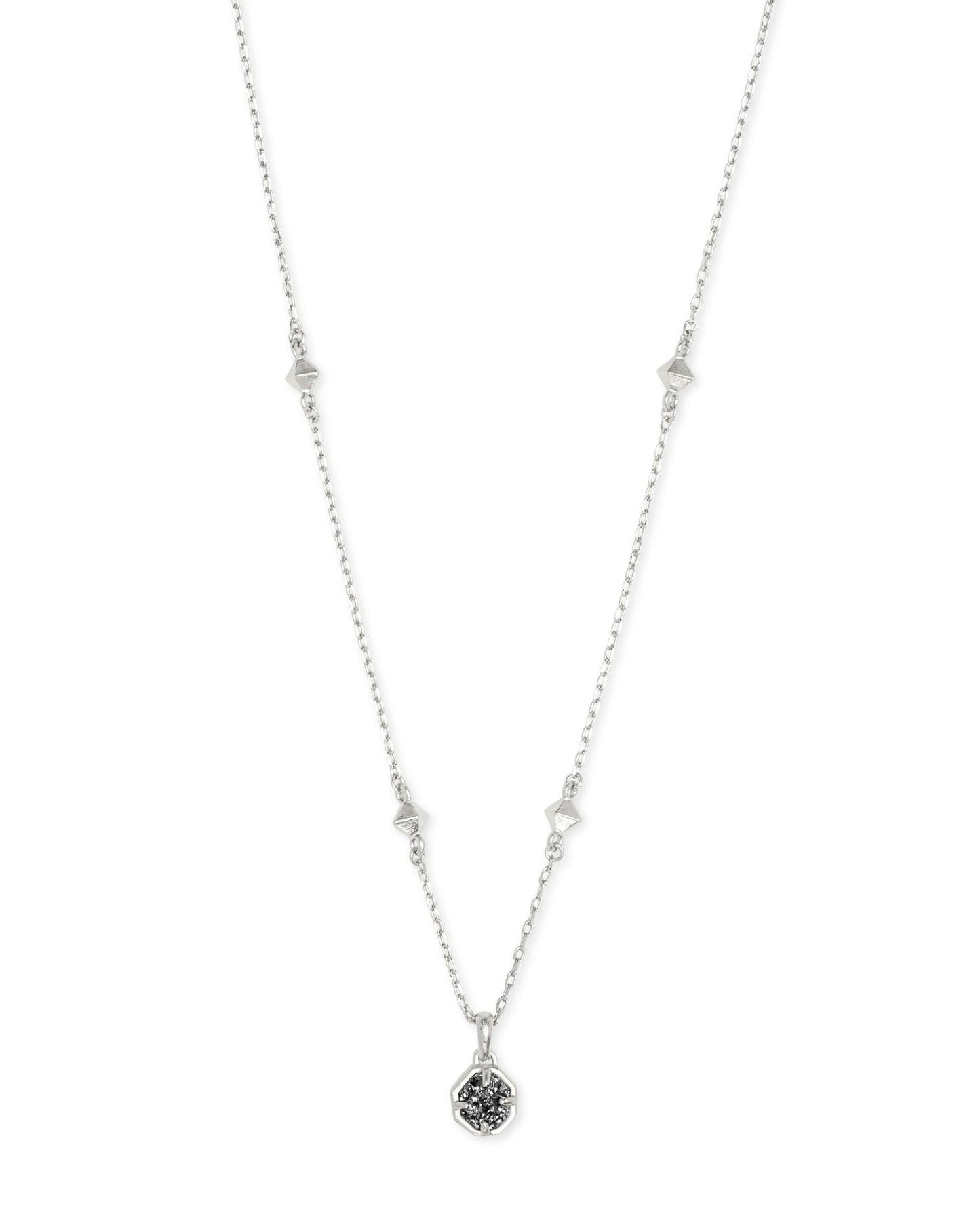 Kendra Scott Nola Pendant Necklace Rhodium Platinum Drusy-Necklaces-Kendra Scott-N1341RHD-The Twisted Chandelier