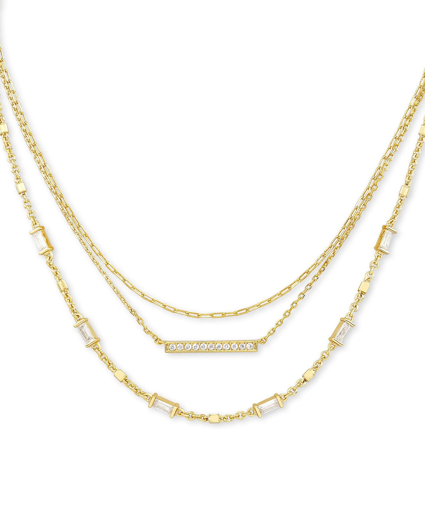 Kendra Scott Addison Triple Strand Necklace - Gold-Necklace-Kendra Scott-APRIL2022, KS, N1521GLD-The Twisted Chandelier