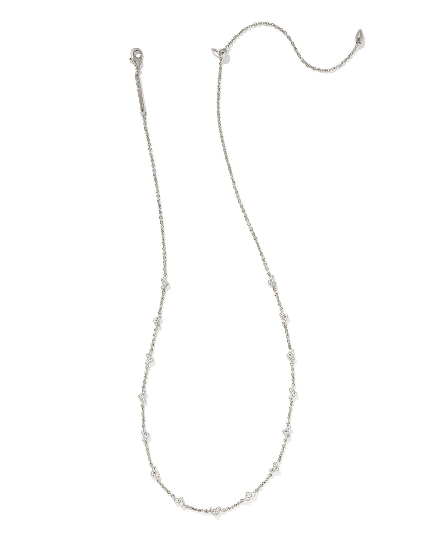 Kendra Scott Haven Heart Strand Necklace Rhodium White Crystal-Necklaces-Kendra Scott-N1908RHD-The Twisted Chandelier