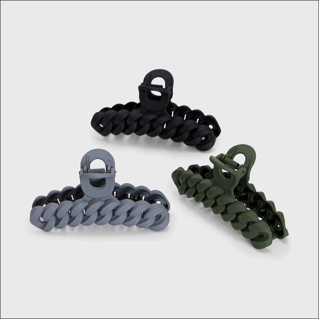 Kitsch Eco-friendly Chain Claw Clip 3pc Set - Black/Moss-Accessories-KITSCH-Faire-The Twisted Chandelier