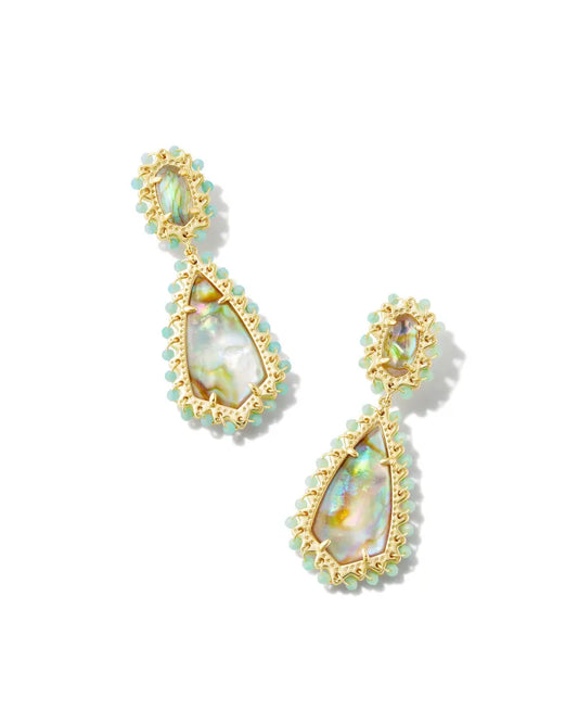 Kendra Scott Camry Beaded Statement Earrings Gold Iridescent Mix-Earrings-Kendra Scott-E1937GLD, Max Retail-The Twisted Chandelier