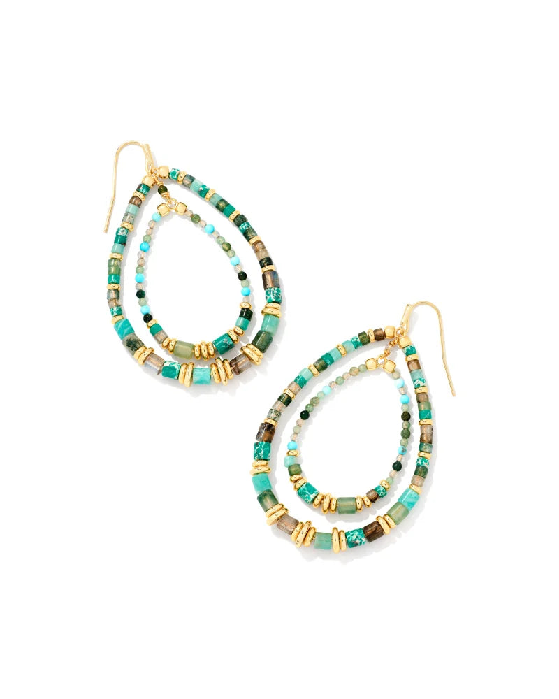 Kendra Scott Bree Open Frame Earrings Gold Blue Mix-Earrings-Kendra Scott-E1950GLD-The Twisted Chandelier