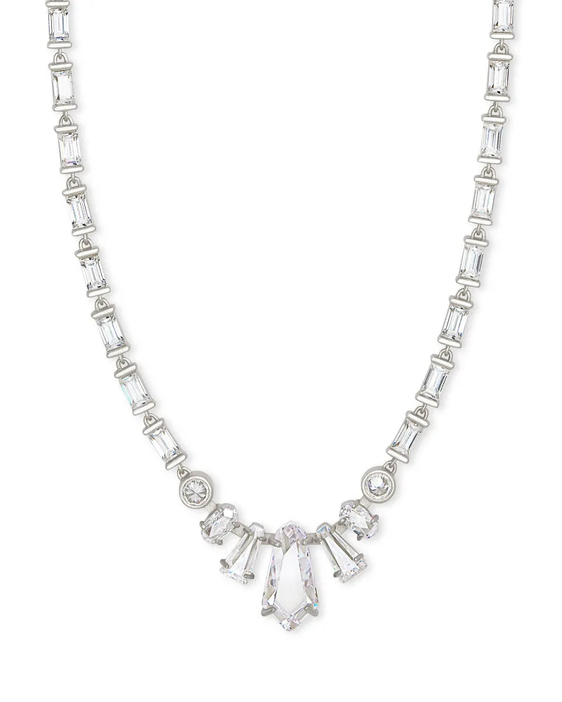 Kendra Scott Christianne Rhodium Collar Necklace Lustre Glass-Necklaces-Kendra Scott-N1291RHD-The Twisted Chandelier