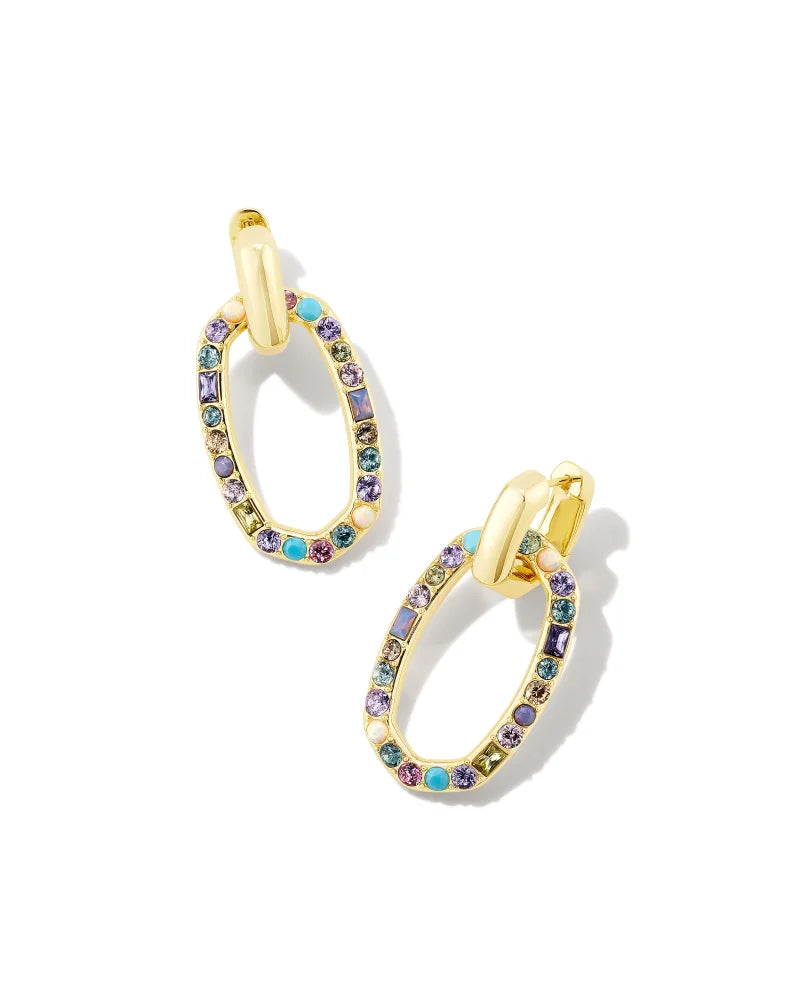 Kendra Scott Devin Crystal Link Earrings Gold Pastel Mix Crystals-Earrings-Kendra Scott-E2049GLD-The Twisted Chandelier