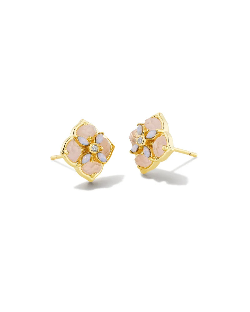 Kendra Scott Dira Stone Stud Earrings Gold Pink Mix-Earrings-Kendra Scott-E2060GLD-The Twisted Chandelier