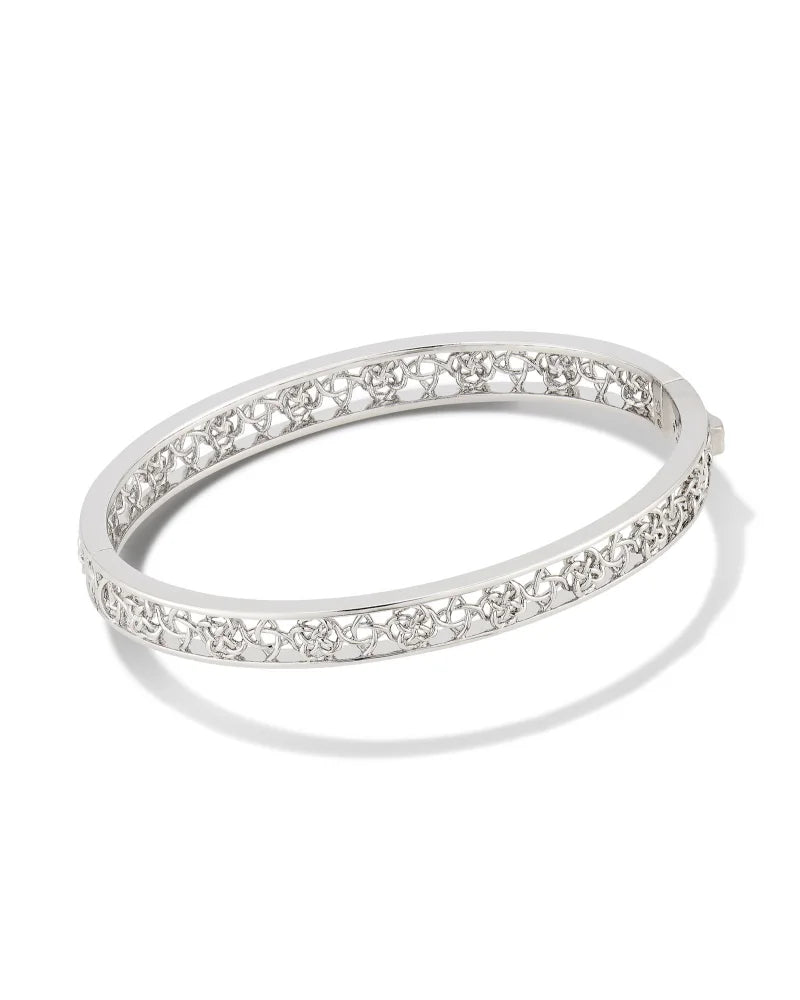 Kendra Scott Kelly Bangle Bracelet Rhodium Metal M/L-Bracelets-Kendra Scott-B1495RHD-The Twisted Chandelier